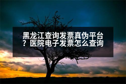 黑龍江查詢發(fā)票真?zhèn)纹脚_(tái)？醫(yī)院電子發(fā)票怎么查詢