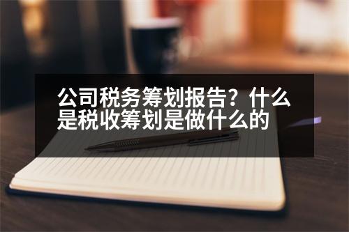 公司稅務(wù)籌劃報告？什么是稅收籌劃是做什么的